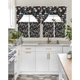 thumbnail image 4 of Spring Floral Swag Curtains for Living Room/Bedroom Windows, Elegant Pastoral Flowers Butterflies Black Kitchen Curtains and Valances Set 36 Inch Length, Light Filtering Swags Valance Curtain Panels, 4 of 5