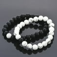 thumbnail image 4 of Yesbay 2Pcs Unisex Distance Bracelet Couple His Hers Black Matte Beads White Howlite,Distance Bracelet, 4 of 7