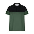 thumbnail image 3 of Mens Polo Shirts Classic Lapel Button Up Patchwork T Shirts Slim Fit Casual Solid Short Sleeve Summer Golf Tee Top, 3 of 5
