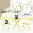 thumbnail image 3 of Ensemble Bistro d'Extérieur 3 Pcs, Table Ronde et 2 Chaises Pliantes, Mobilier de Patio Compact pour Balcon/jardin (Jaune), 3 of 8