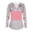 thumbnail image 3 of asdoklhq Long Sleeve Shirts for Women,Womens New Leopard Print splicing Leisure Long-Sleeved V-Neck Blouse, 3 of 9