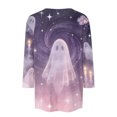 thumbnail image 4 of Jamsmile Women T-Shirts Halloween Ghost Print Three Quarter Length Sleeve T Shirt Casual Summer Tops Round Neck Tee Shirts, 4 of 5