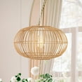 thumbnail image 5 of JONATHAN Y Leo 17.5" 1-Light Farmhouse Coastal Rattan 180" Cord Plug-In or Hardwired LED Pendant, Brown, 5 of 10