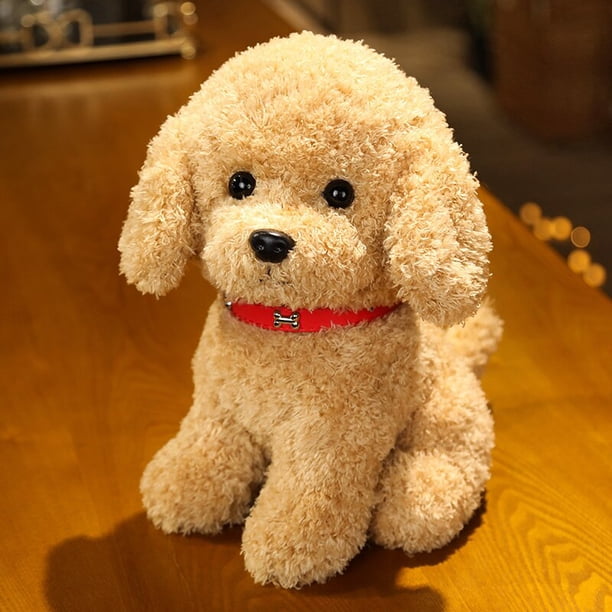 22/28cm Creative Realistic Teddy Dog Lucky Simulation Dog Poodle Plush Toys Handmade Realistic Figure Toy Plush Stuffed Animalsno flower light22cm Deng Xun unisex