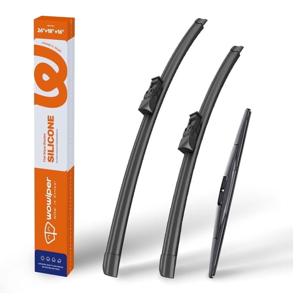 WOWIPER 26" 18" 16" Premium Silicone Wiper Blades 3-Pack – Water Repellent Beam Fit D-PTB – OEM All-Season with Rear Wiper for Subaru Outback 2020-2025