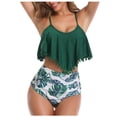 thumbnail image 3 of MKLEKYY Bathing Suits Women Two Piece High Waisted Bikini Set Ruffle Swimsuit Flounce Trim Bathing Suit, 3 of 3
