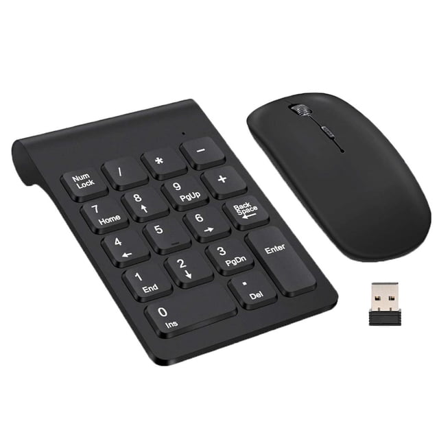 18 Keys Numeric Keyboard Wireless Keyboard w/ Mouse for Laptop Desktop Black