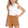 thumbnail image 2 of Amidoa Girls 2 Piece Outfits Summer Clothes Tank Top Solid Color Cute T-Shirt and Shorts Casual Kids Clothing Sets Coffee Size 3T, 2 of 9