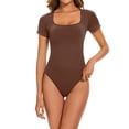 thumbnail image 2 of Women's Scoop Neck Short Sleeve Bodysuit Slimming Fit Body suit Top Collection, 2 of 4