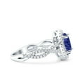 thumbnail image 2 of Halo Oval Infinity Shank Ring Blue Sapphire CZ 925 Sterling Silver Size 5, 2 of 6