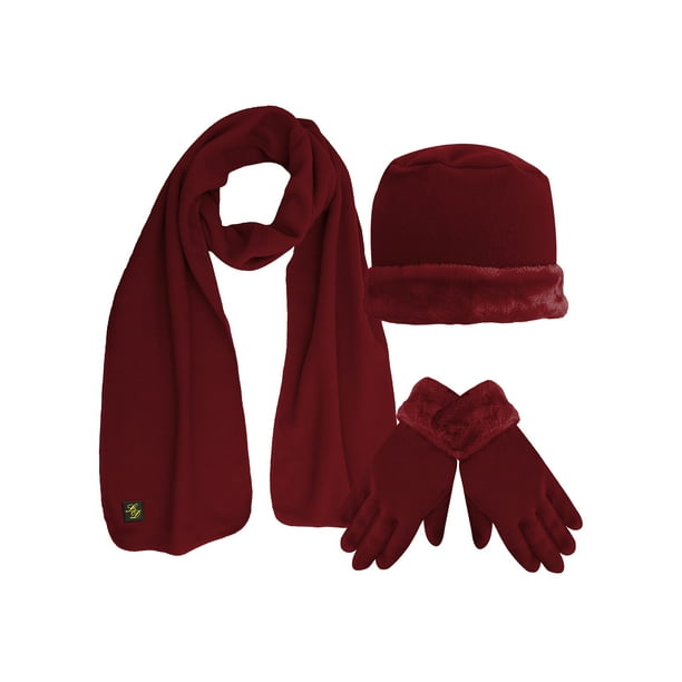 women's 3 piece hat scarf gloves