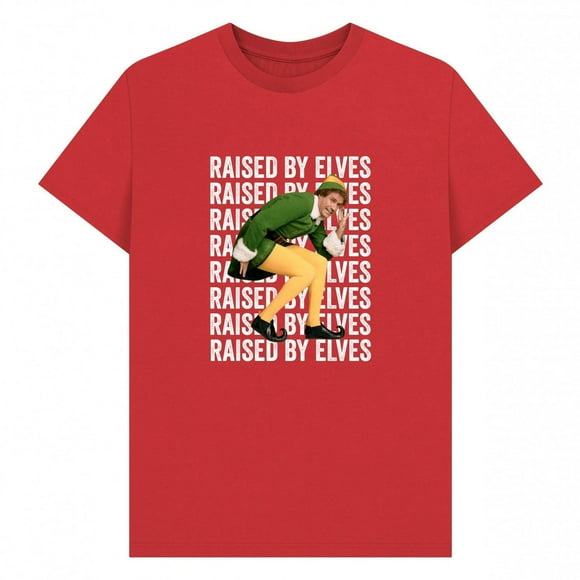 Elf Adult Raised By Elves Graphic T-Shirt