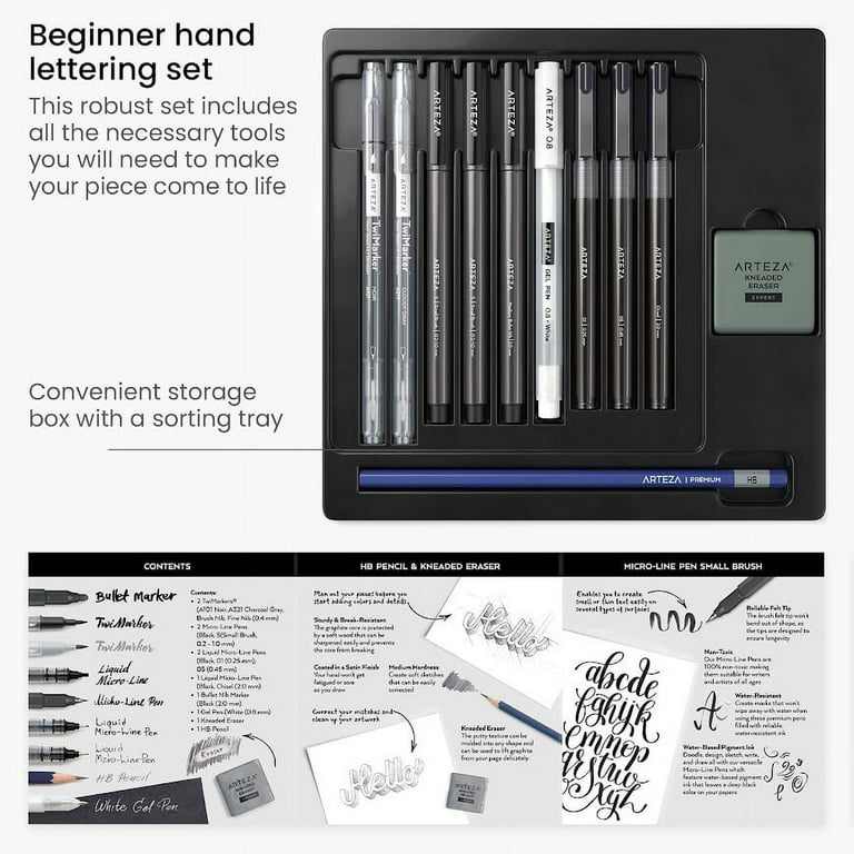 Beginner Hand Lettering & Calligraphy Set - 12 Pieces