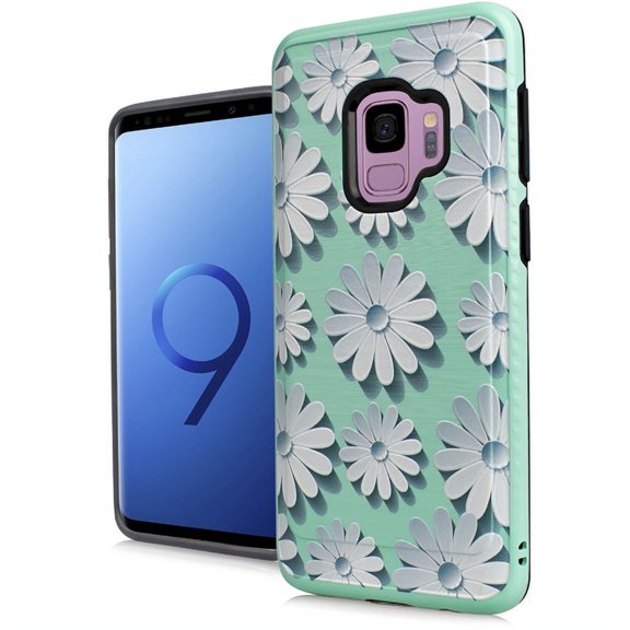 GSA 3-D Embossed Image Case for Samsung Galaxy S9 - Daisy/Teal