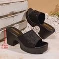 thumbnail image 3 of Eltusu Women Slide Sandals, Casual High Heel Open Toe No Slip Ladies Shoes Black Size 7, 3 of 9