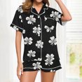 thumbnail image 2 of YWDJ Womens Summer Pajamas Short St Patricks Day Lightweight Floral Short Sleeve Button Down Shirts 2 Piece Shorts Loungewear 2XL Black, 2 of 6