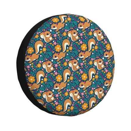 Spare Tire Cover Squirrel Garden Delight Wheel Cover Tire Covers for Trailers Car Truck Camper Universal Tire Covering Fits Diameter 16 inch