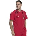 thumbnail image 5 of Dickies EDS Essentials Scrubs Top for Men V-Neck Plus Size DK635, 2XL, Red, 5 of 8