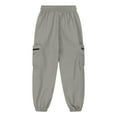 thumbnail image 7 of Fesfesfes Boys' Sports Pants Elastic Drawstring Waist Tapered Leg with Ankle Cuffs Sweatpants Summer Sports Outdoor Solid Color Trousers(Gray#1,9 Years), 7 of 7