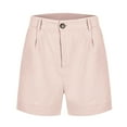 thumbnail image 5 of TQWQT Linen Shorts for Women Dressy Casual Bermuda Shorts Wide Leg High Waisted Ladies Shorts with Pockets Trendy Summer Pink 2XL, 5 of 7