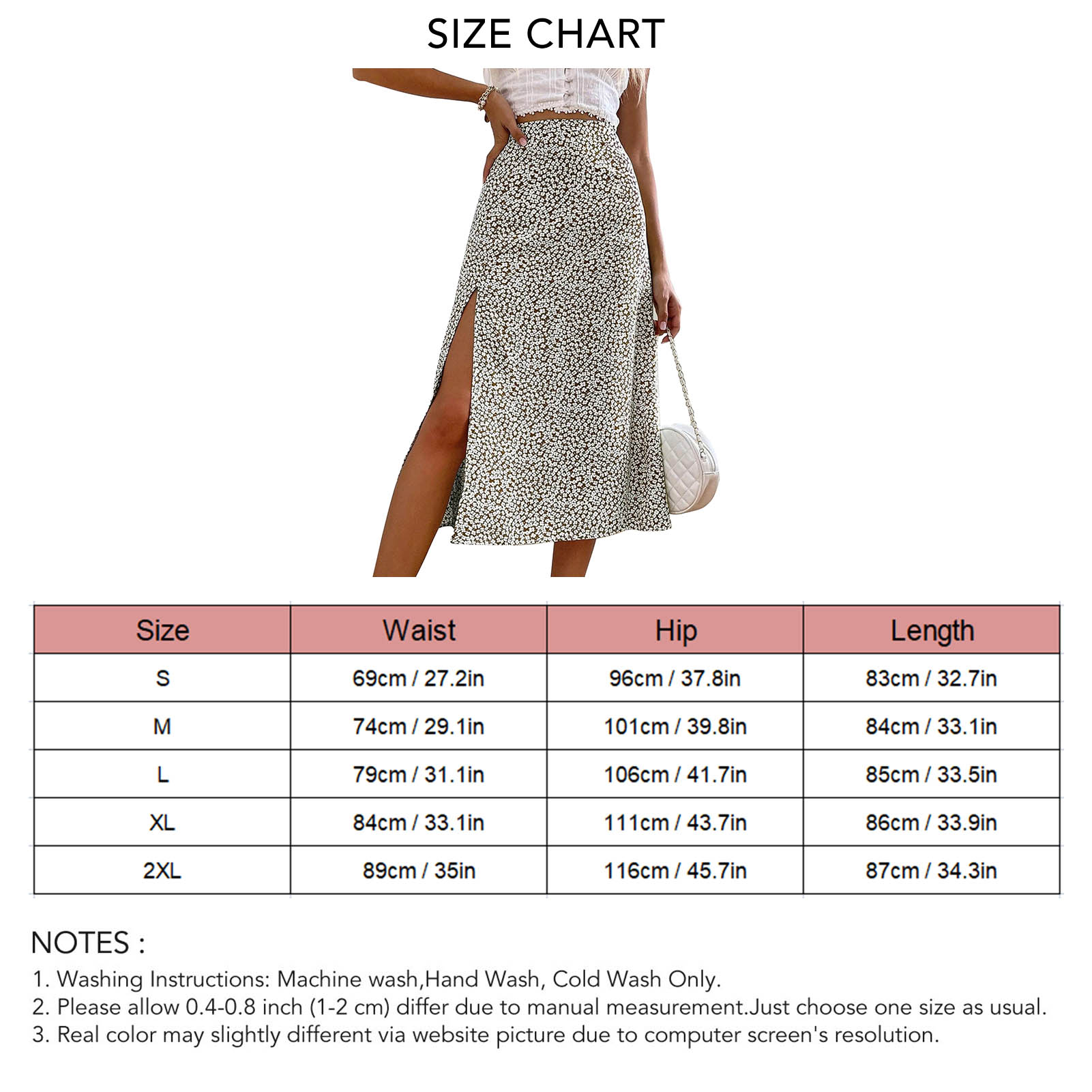 Women Split Thigh Skirt Soft Casual Fashionable Elegant Floral Print Skirt for Dating Shopping Light Brown L - image 5 of 5