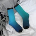 thumbnail image 5 of Lsque Blue to turquoise Printed Men's Crew Socks, Soft Durable Breathable Moisture-Wicking with Odor Control Cotton socks, 5 of 6
