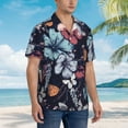 thumbnail image 5 of Balery Flowers ad Butterflies Print Men's Hawaiian Shirts Short Sleeve Beach Shirt Relaxed Fit Vacation Button Down Shirts-Small, 5 of 9