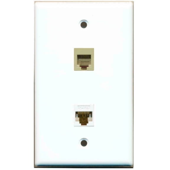 Ultra Spec Cables 1 RJ11 RJ12 Phone Port and 1 Cat6 Ethernet Port Wall Plate
