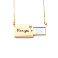 thumbnail image 1 of Blue Bud Flower  Paint Letter Envelope Necklace Pendant Jewelry, 1 of 3