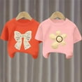 thumbnail image 3 of Lopecy-Sta 2 Pack Summer Girls Shirts Cotton Soft Kids Short Sleeve Clothes Bow Print Casual Top, 3 of 4