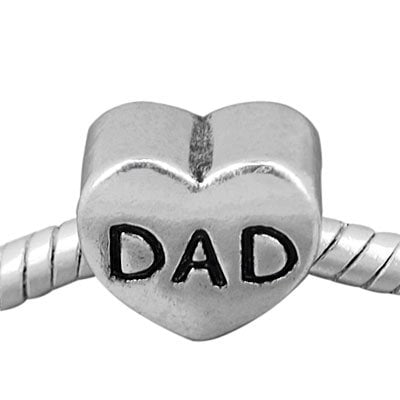 #2 Heart Shape Dad Charm Bead. Compatible With Most Pandora Style Charm
