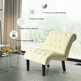 thumbnail image 4 of Gymax Armless Accent Chair Upholstered Tufted Lounge Chair Wood Legs Beige, 4 of 10
