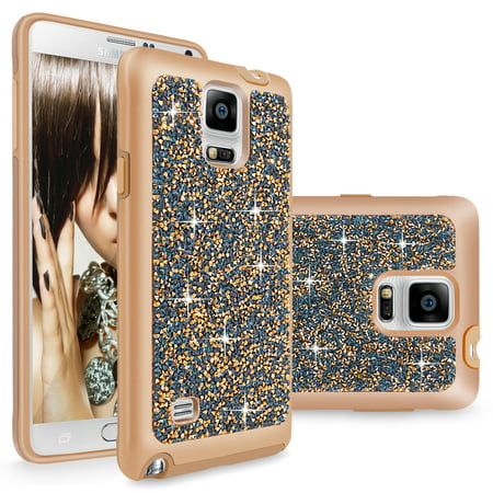 Galaxy Note 4 case, Cellularvilla [Hybrid] Luxury Bling Jewel Rock Crystal Rhinestone Diamond Case [Shockproof] Dual Layer Protective Cover for Samsung Galaxy Note 4 SM-N910S