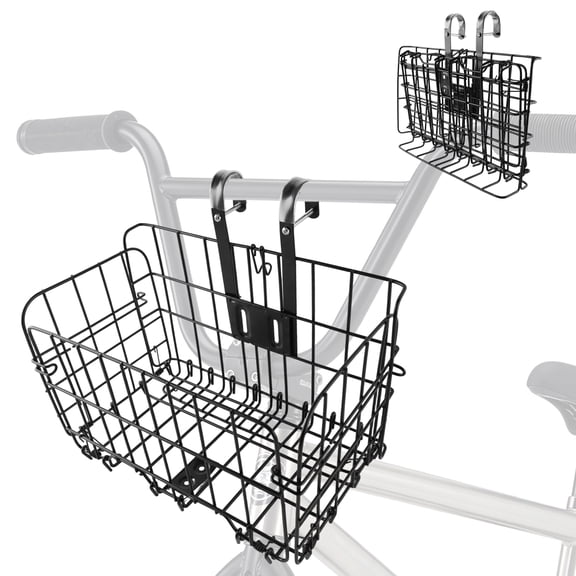cyrico Bike Basket, Heavy-Duty Metal Foldable Front & Rear Bike Basket, Bicycle Cargo Rack with Handles for Bike Accessories, Mountain and Adult Bikes