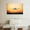 thumbnail image 2 of Elephant Stock Sunrise Airplane Wall Art - Horizontal Canvas Wall Art - Bedroom Wall Decor - Transportation Canvas - Beige And Black Decor - 39" x 26", 2 of 8
