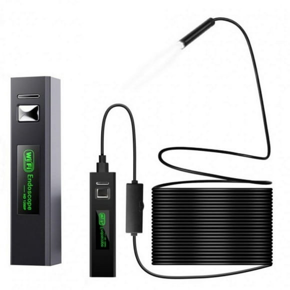 HD Wireless Wifi Borescope Endoscope Industrial Pipeline Inspection Camera Compatible for iOS Android Black