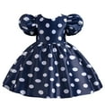 thumbnail image 2 of gljltg Girls Dress Fluffy Summer Dresses Belted Wedding Party Flower Girls' Dress Size Wave Point puff sleeves Skirt, 2 of 5