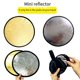 thumbnail image 3 of Reflector de fotografía 2 en 1 dorado y plateado, plegable, mini, redondo, portátil, apto para difusor de estudio., 3 of 8