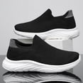 thumbnail image 6 of HTHLVMD Men's Knit Mesh Slip-Ons, No-Lace Comfort Sneakers, Lightweight Walking Shoes, Women's Walking Shoes Slip On Sneakers Comfort Lightweight Non Slip Workout Gym Nurse Shoes, Black 7, 6 of 7