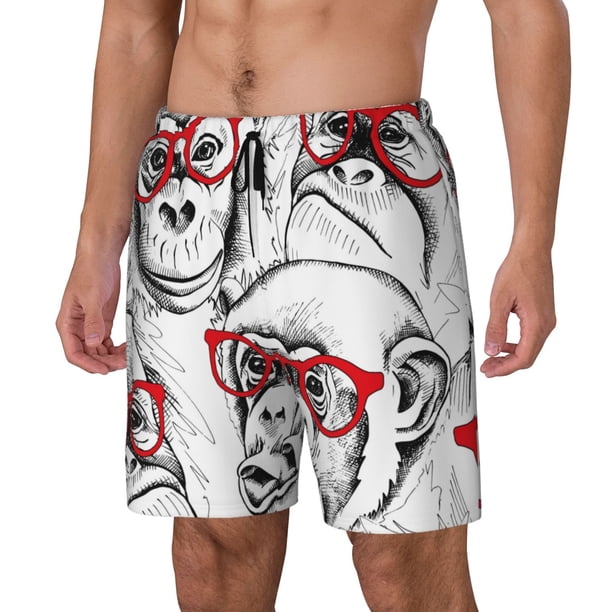 Balery Monkey Bañador para hombre, shorts de playa de secado rápido con entrepierna y forro de compresión-Medium
