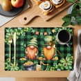thumbnail image 2 of Placemats Set of 6, St. Patrick's Day Woven Placemat, Linen Place Mats for Kitchen/Dining Tables, Cute Gnomes Lucky Shamrocks Green Black Plaid Washable Table Mats for Party, 2 of 8