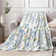 thumbnail image 3 of White Wildflowers Floral Throw Blanket, Botanical Floral Printed Blanket Flannel Throws to Decorate Room and Bedroom Floral Bedding, Rustic Throw Blanket,50" X 60"., 3 of 5