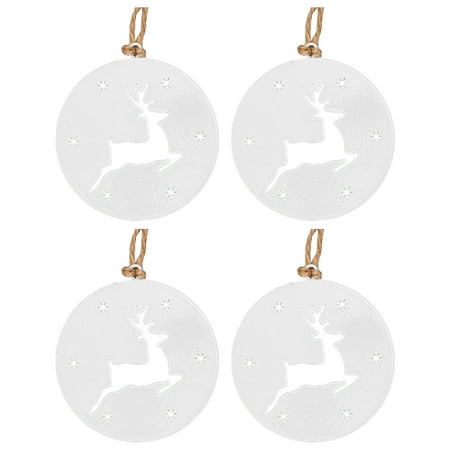 

Veki 4PC Iron Snowflake Christmas Tree Pendant Christmas Decorations White Pendant Christmas Tree Pendant And Tassel 20