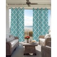 thumbnail image 4 of Quatrefoil Moroccan Pattern Blackout Curtains 84 Inches Long for Bedroom, Geometric Aqua Morocco Thermal Insulated Room Darkening Black Out Window Curtain Panels Grommet Drapes for Living Room, 4 of 8