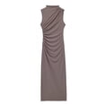 thumbnail image 3 of Women Elegant Sleeveless High Collar Long Dress Fashion Sexy Split Pleated Bodycon Dress Summer Sleeveless Going Out Clothes, 3 of 7