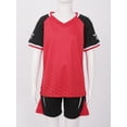 thumbnail image 2 of LiiYii Kids Boys Jerseys Shirts and Shorts Set Basketball Football Athletic Sportswear Red 4XS, 2 of 7