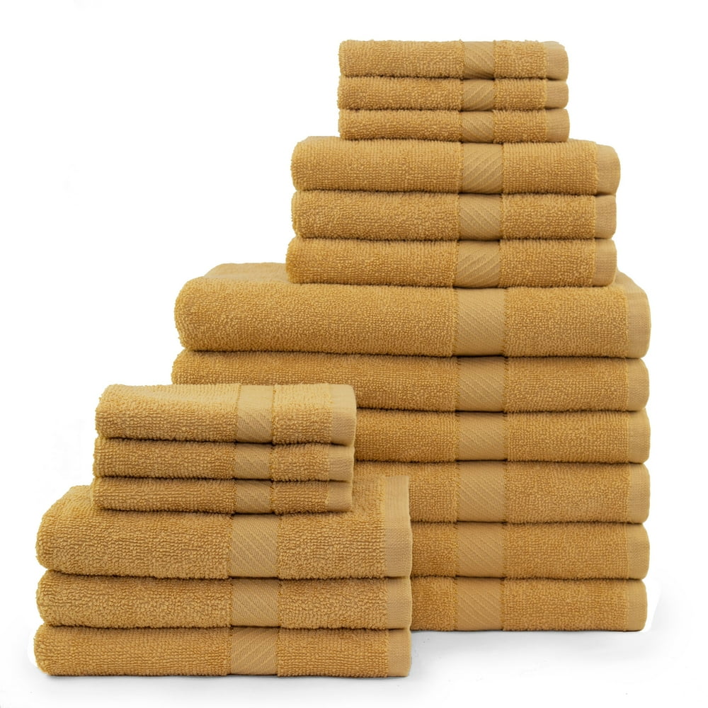Home Element Basic 18 Piece Bath Towel Set in Gold