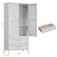 thumbnail image 4 of HUAXRON 71'' Metal Garage Storage Cabinet Locker with 2 Drawers, Large Steel Cabinet with Hanger Rod and Adjustable Shelf for Living Room,Office,School,Gym,Garage,(White), 4 of 9