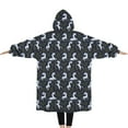 thumbnail image 2 of Oversized Wearable Blanket Hoodie,Dark Cartoon Unicorn Leaf Pattern Sherpa Blanket Hoodie with Super Pockets,Super Warm Fuzzy Pullover for Women & Men, 2 of 6