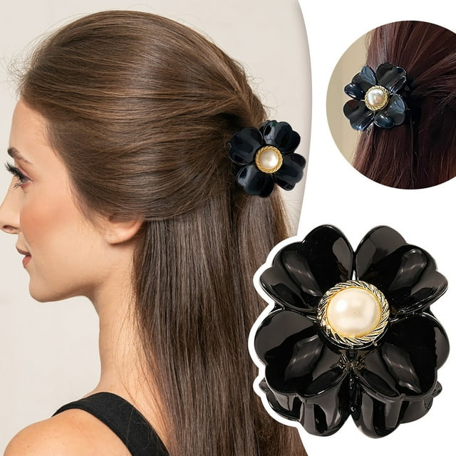 Elegant Flower Design Jaw Clips with Tortoiseshell Pattern for Secure Hair Styling and Gentle Care